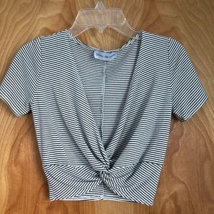 NEW! Blanc de Blanc V Neck Twist Front Crop Top